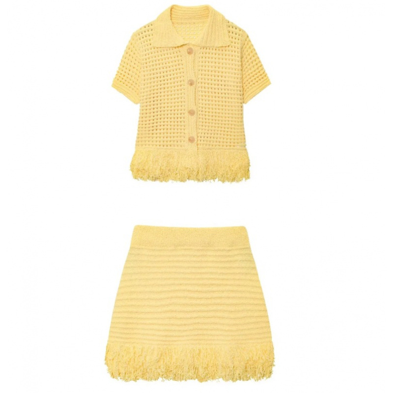 Ensemble jupe à franges tricotée Demetra