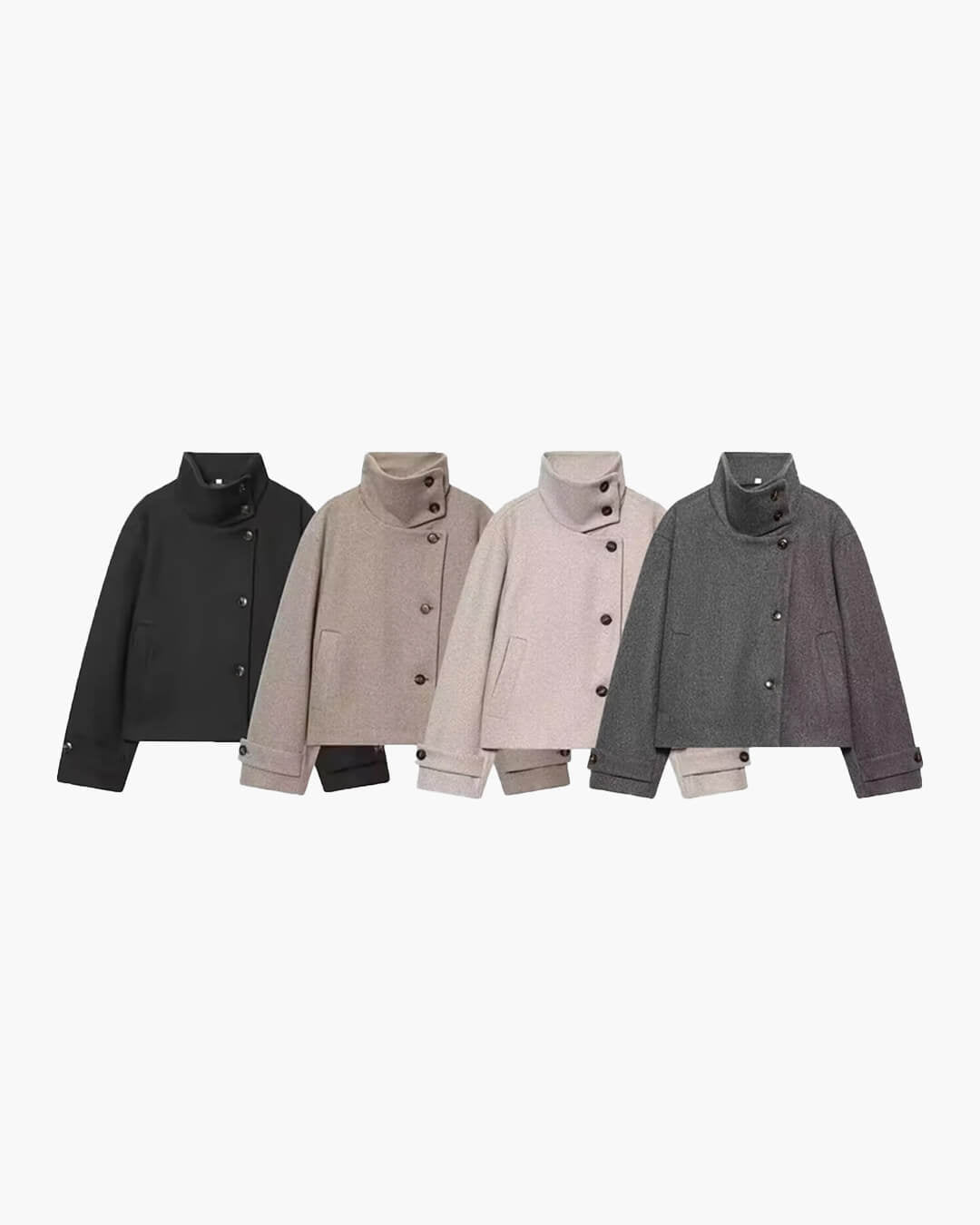 Manteau Monica Rose à boucle et col montant