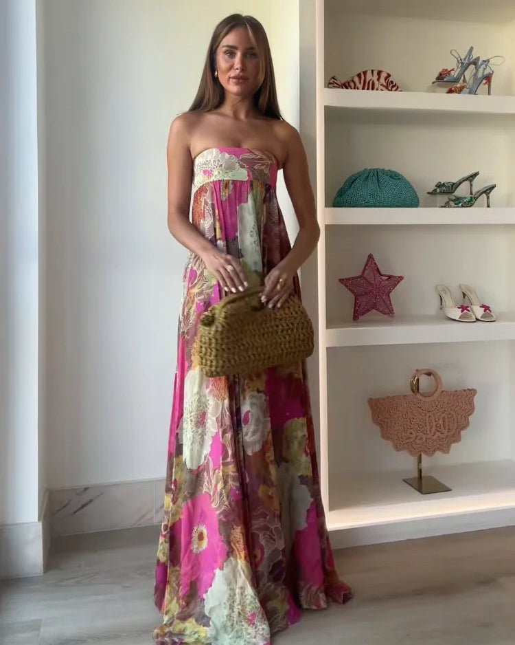 Fern Floral Strapless Maxi Dress