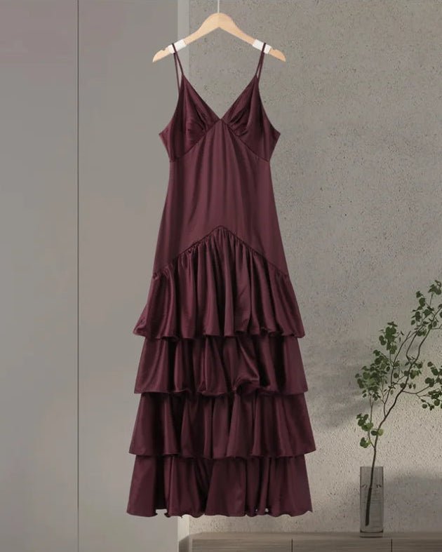 Blaire Ruffled Sling Evening Dress