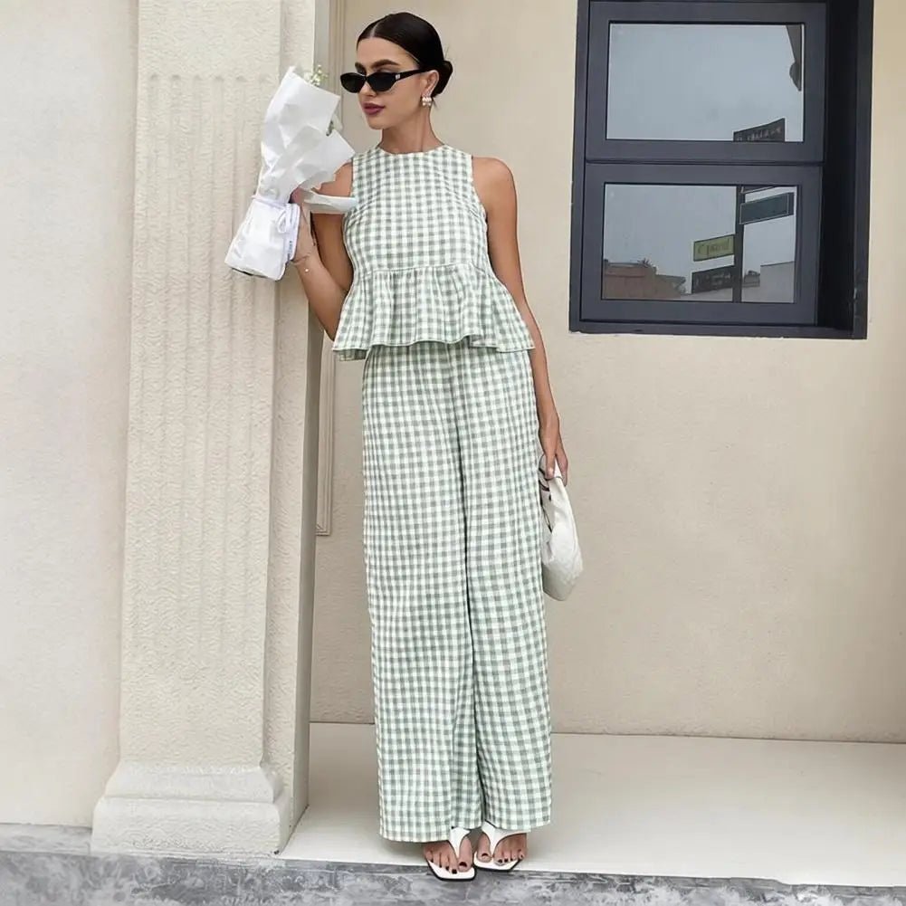 Teagan Plaid Ruffle Two-Piece Set