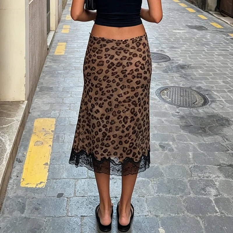 Lisa Leopard Lace Midi Skirt
