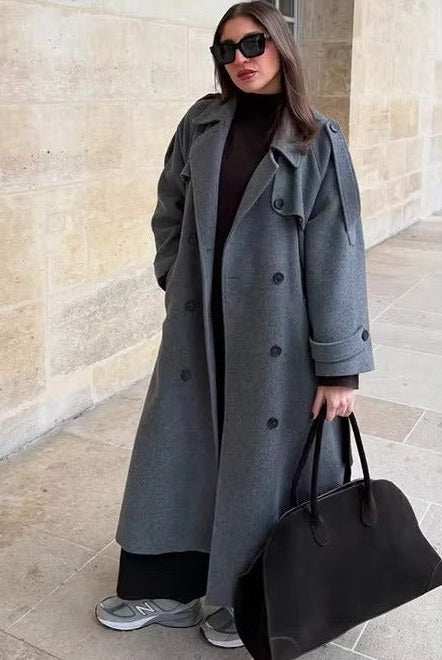 ZEYA - Alicia Gray Belted Long Coat