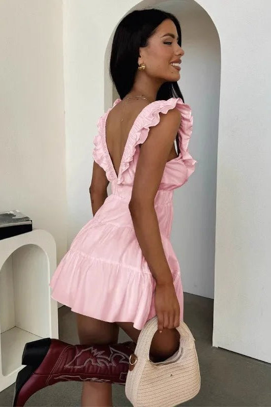 ZEYA - Amelia V-Neck Ruffle Sleeveless Dress