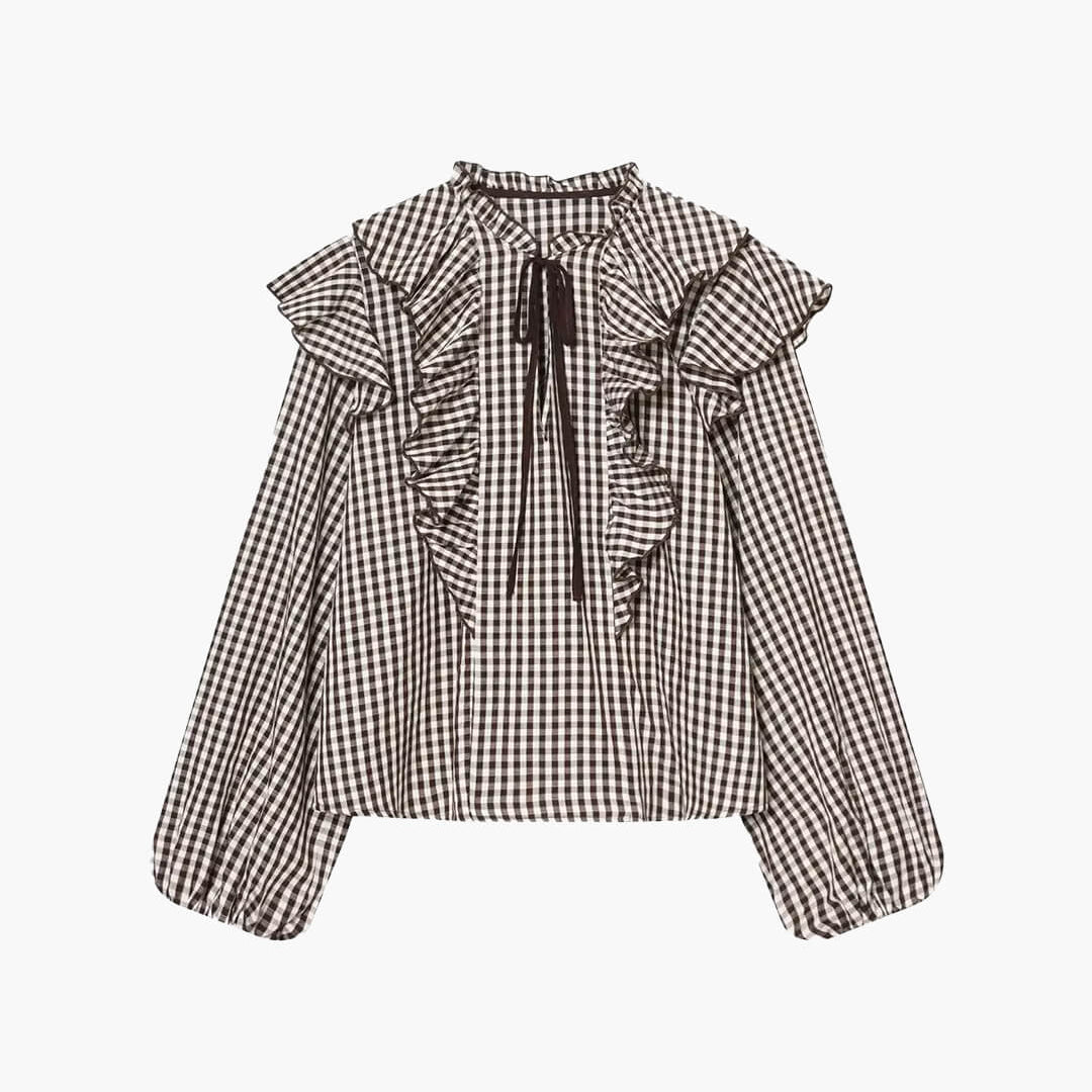 ZEYA - Amelie Gingham Ruffle Blouse