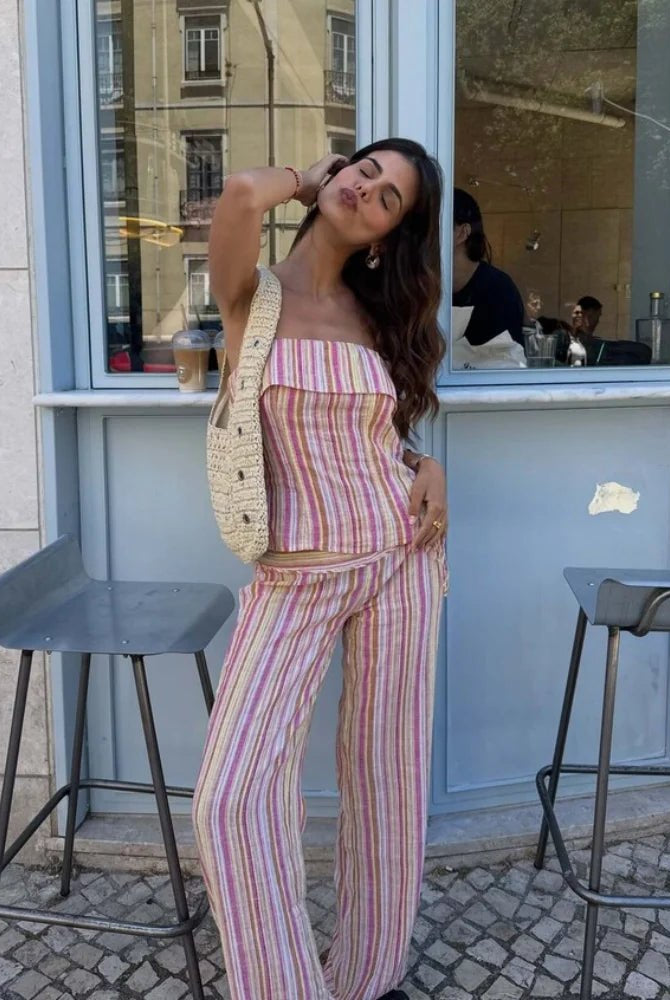 ZEYA - Angela Low-Rise Striped Trousers