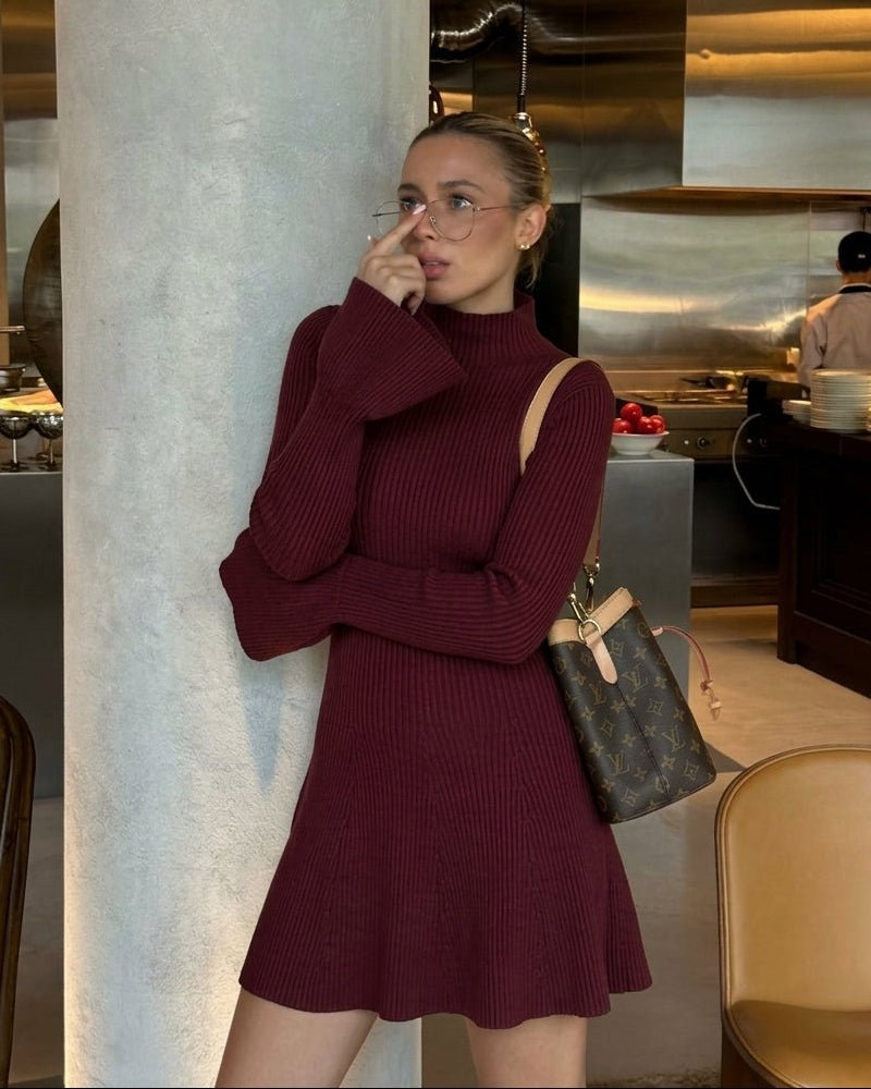 ZEYA - Anna Bell Sleeve Ribbed Knit Sweater Dress