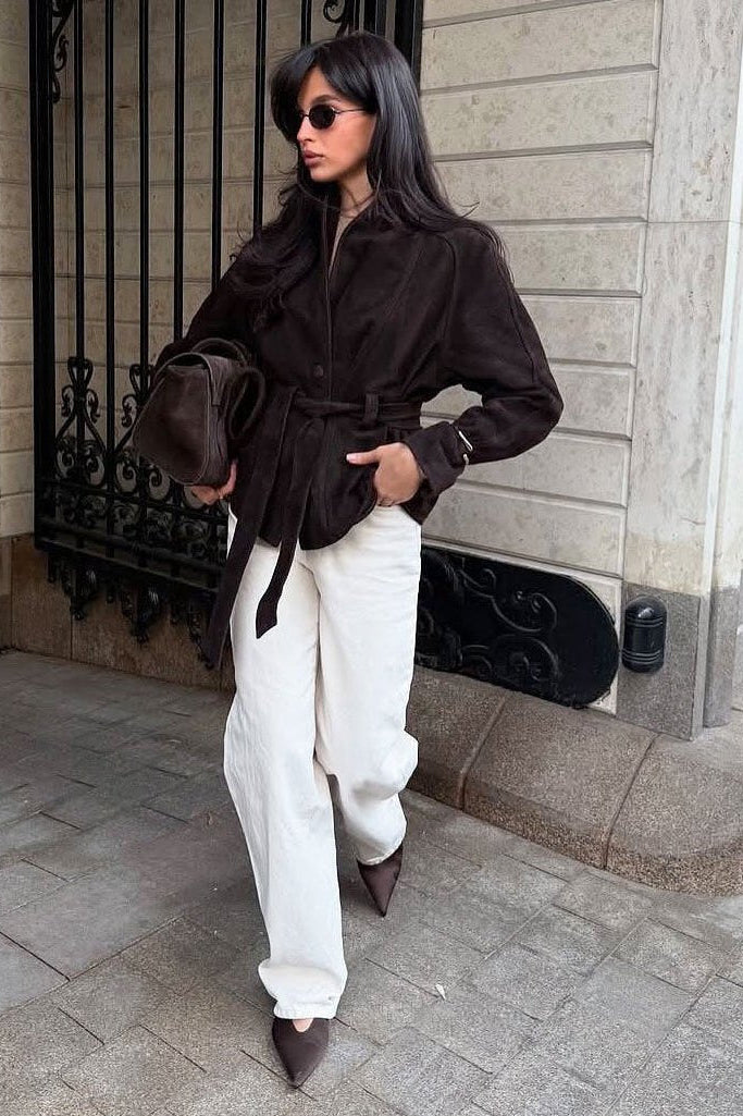 ZEYA - Annie Belted Suede Trench Coat