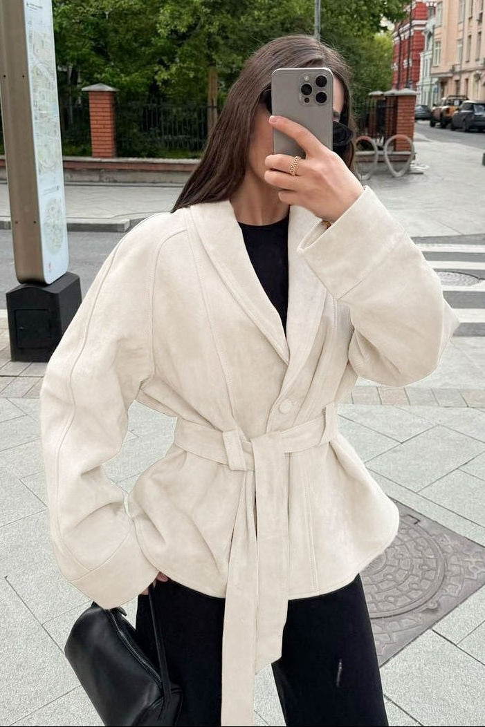 ZEYA - Annie Belted Suede Trench Coat