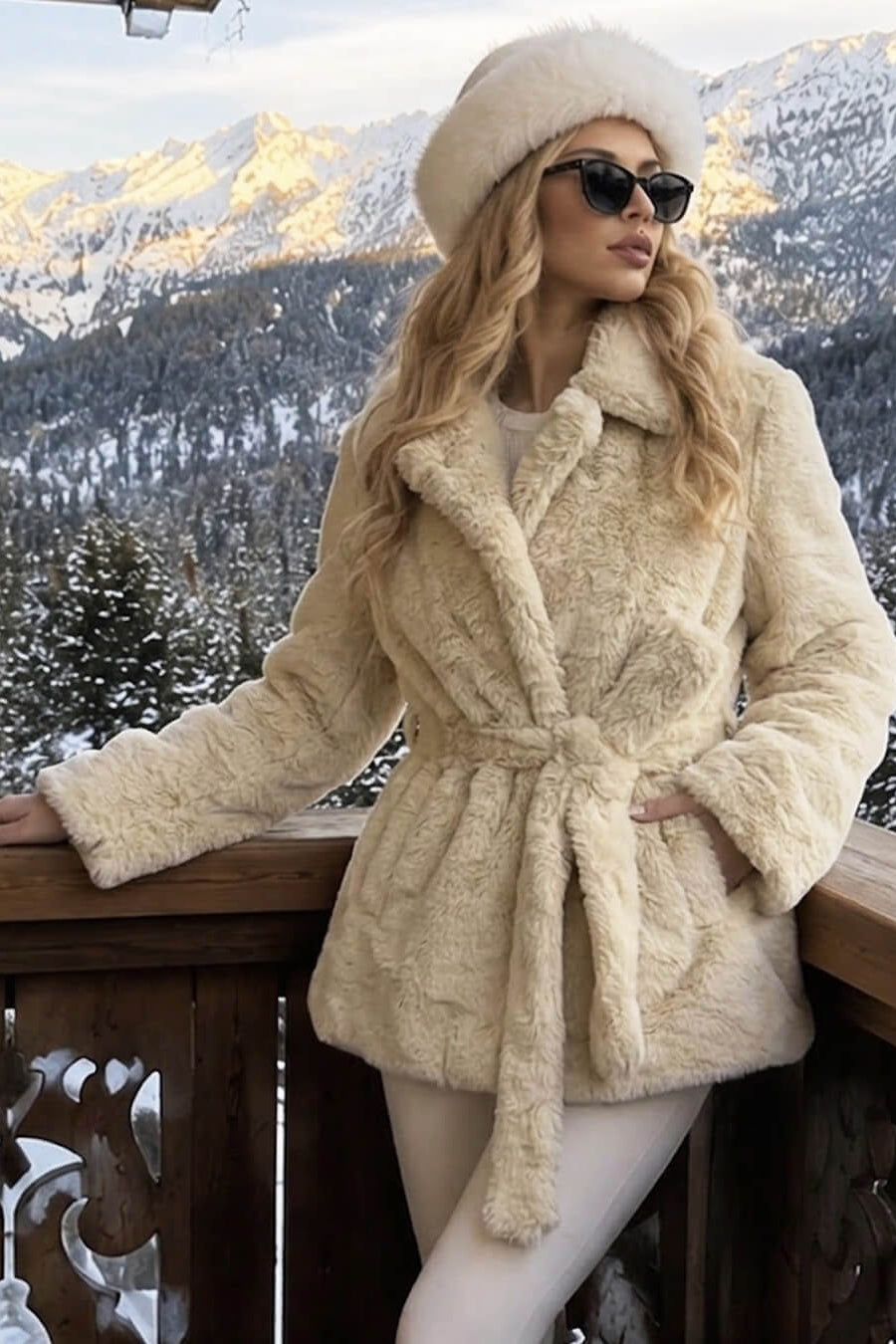 ZEYA - Ariana Faux Fur Coat with Belt