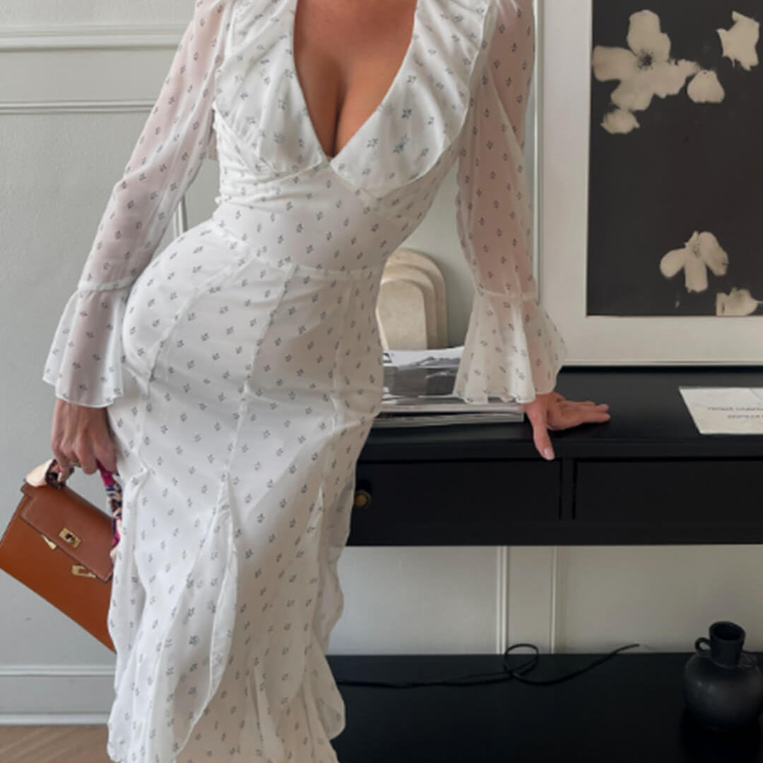 ZEYA - Athena Flared Sleeve Ruffle Maxi Dress