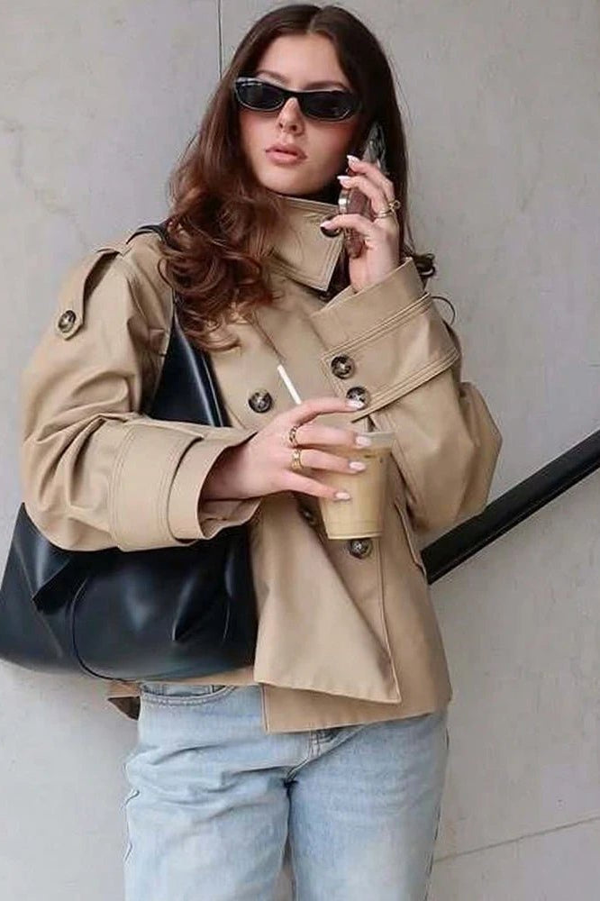 ZEYA - Audrey Beige Double Breasted Trench Coat