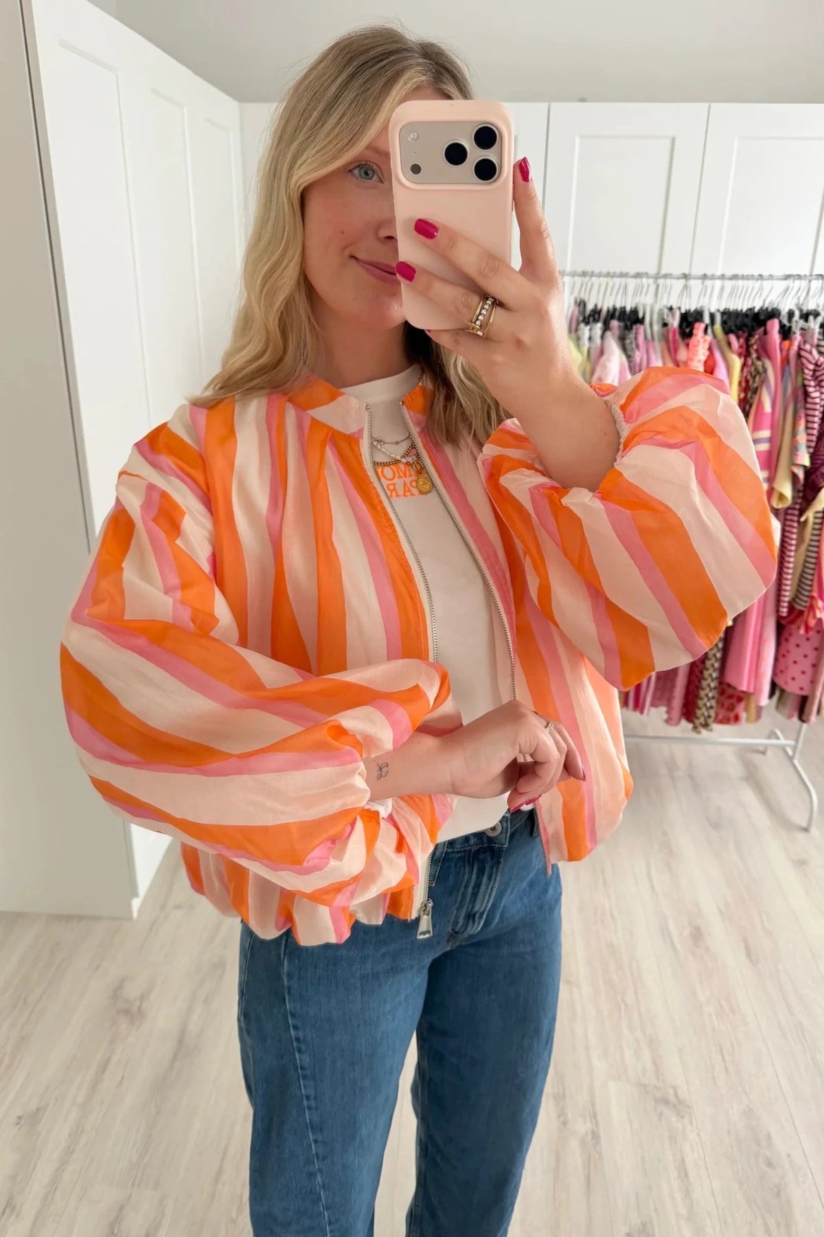 ZEYA - Audrey Striped Bomber Jacket