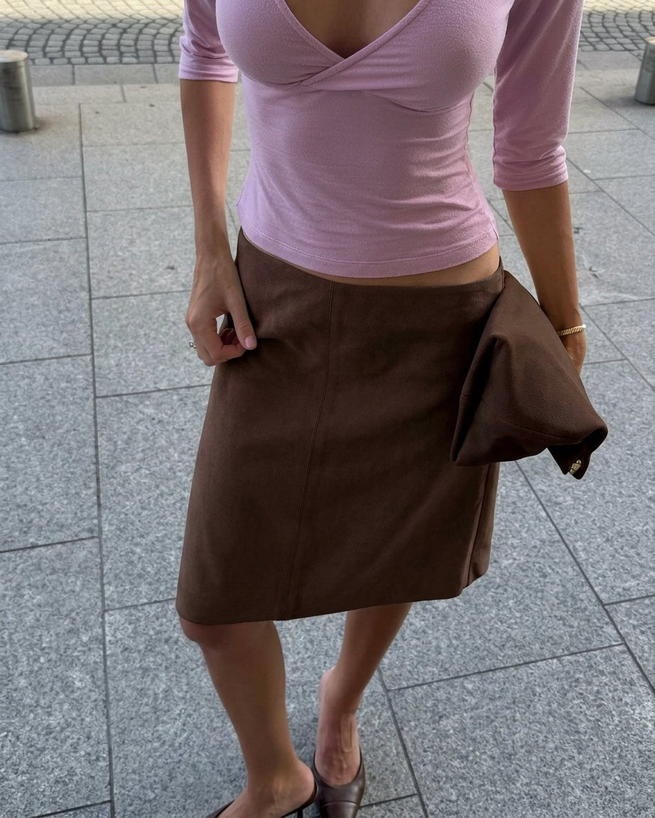 ZEYA - Ava Velvet Low-Waist Midi Skirt