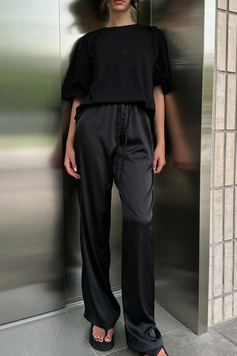 ZEYA - Carlene High Waist Satin Wide Leg Trousers