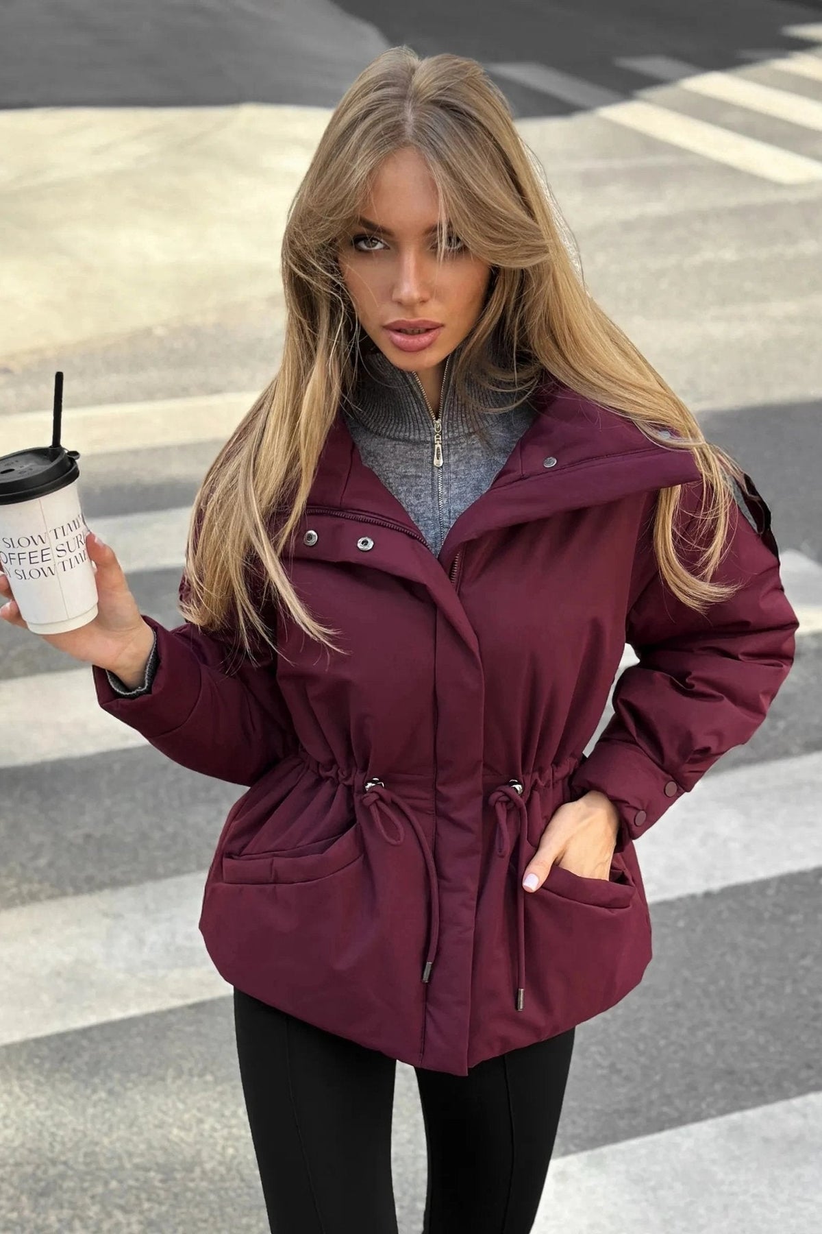 ZEYA - Carmen Oversized Drawstring Waist Puffer Jacket