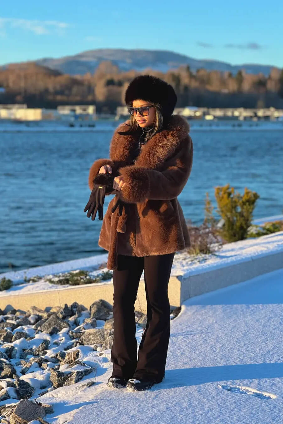 ZEYA - Carmina Faux Fur Trim Coat