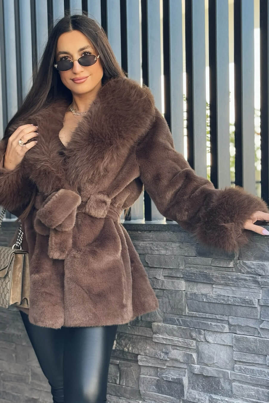 ZEYA - Carmina Faux Fur Trim Coat