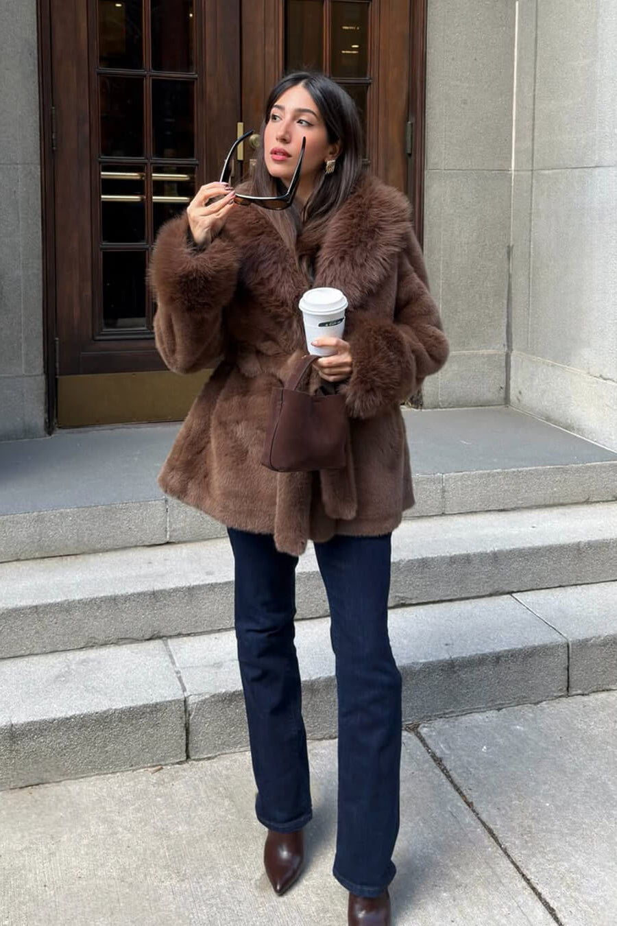 ZEYA - Carmina Faux Fur Trim Coat