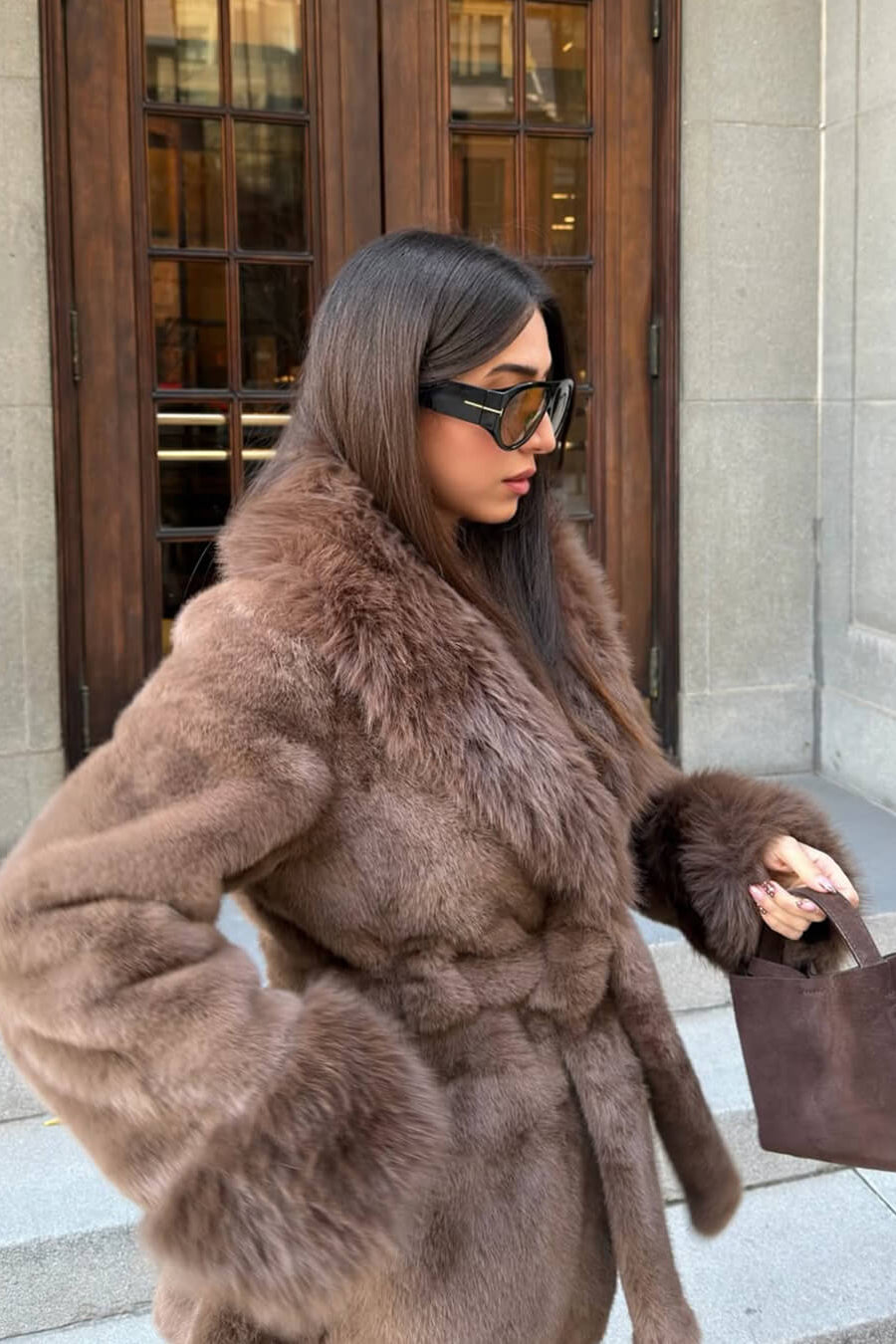 ZEYA - Carmina Faux Fur Trim Coat