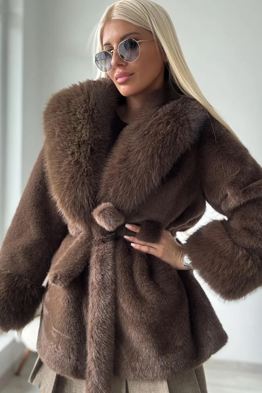 ZEYA - Carmina Faux Fur Trim Coat