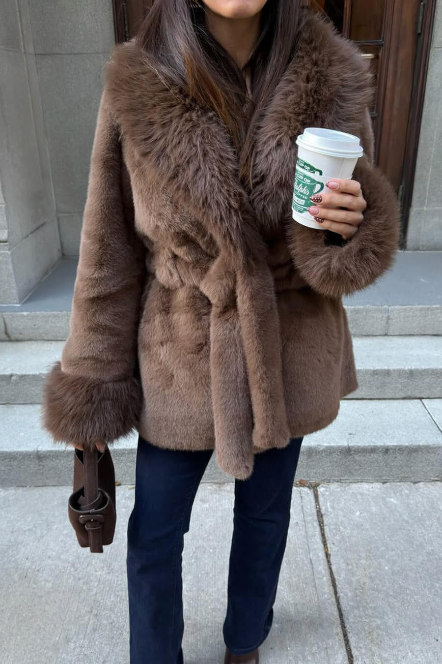 ZEYA - Carmina Faux Fur Trim Coat