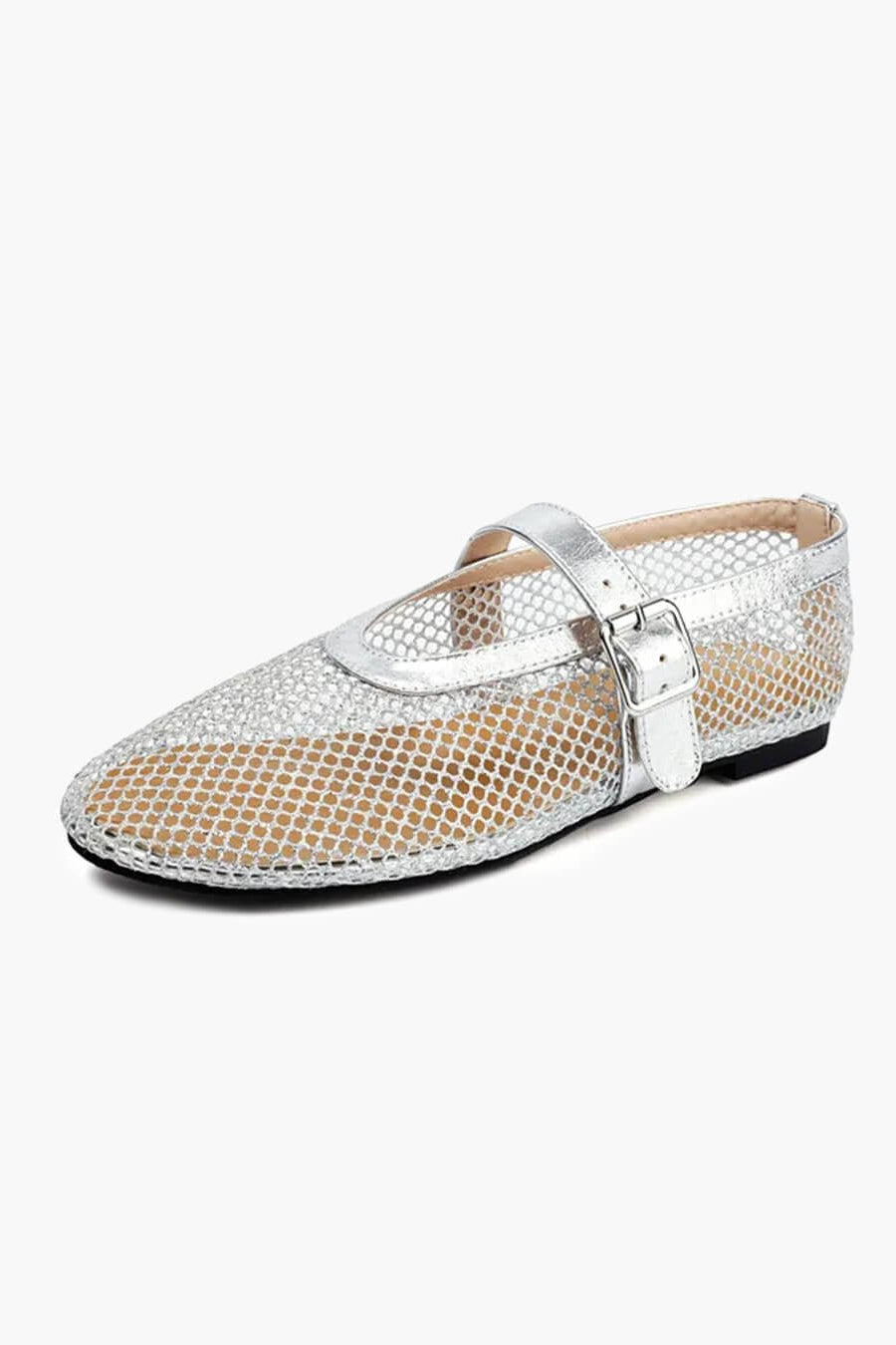 ZEYA - Celeste Buckled Mesh Ballet Flats