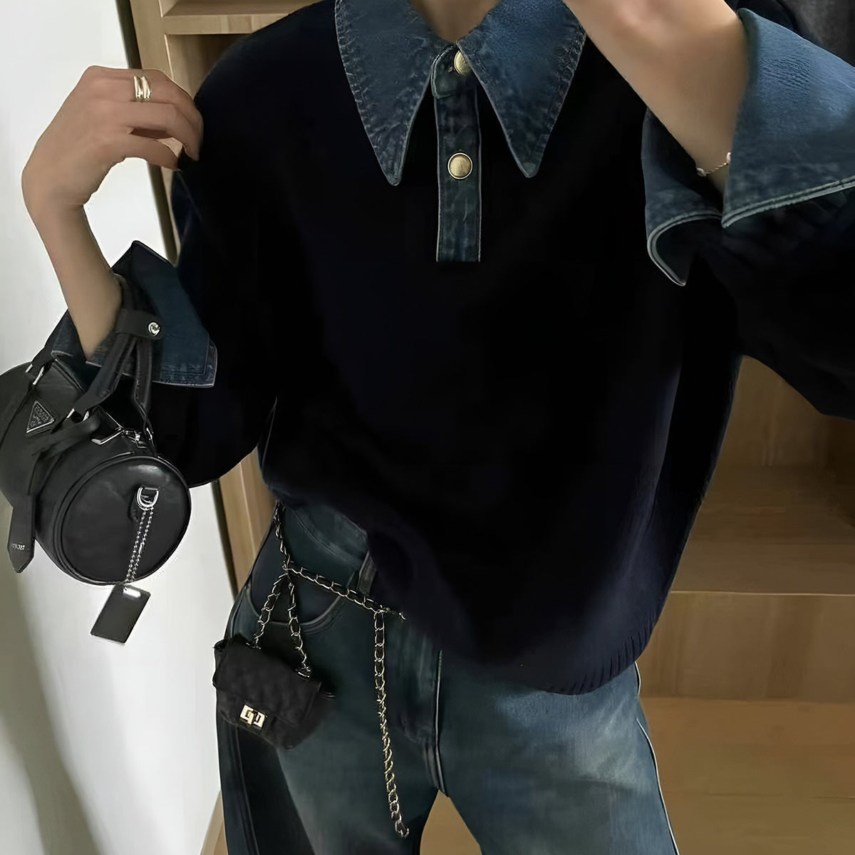 ZEYA - Claire Denim Collar Sweater