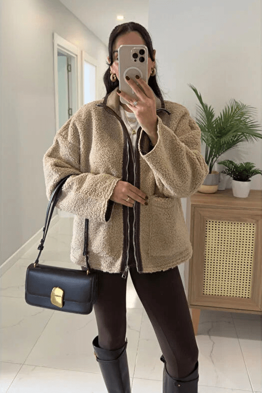 ZEYA - Clara Stand Collar Faux Fur Jacket