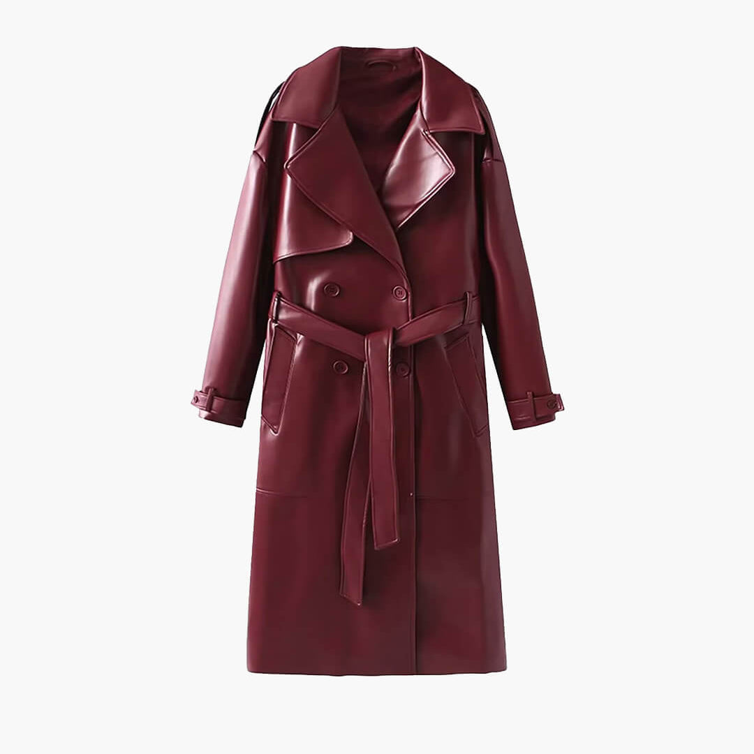 ZEYA - Connie Faux Leather Maxi Trench Coat