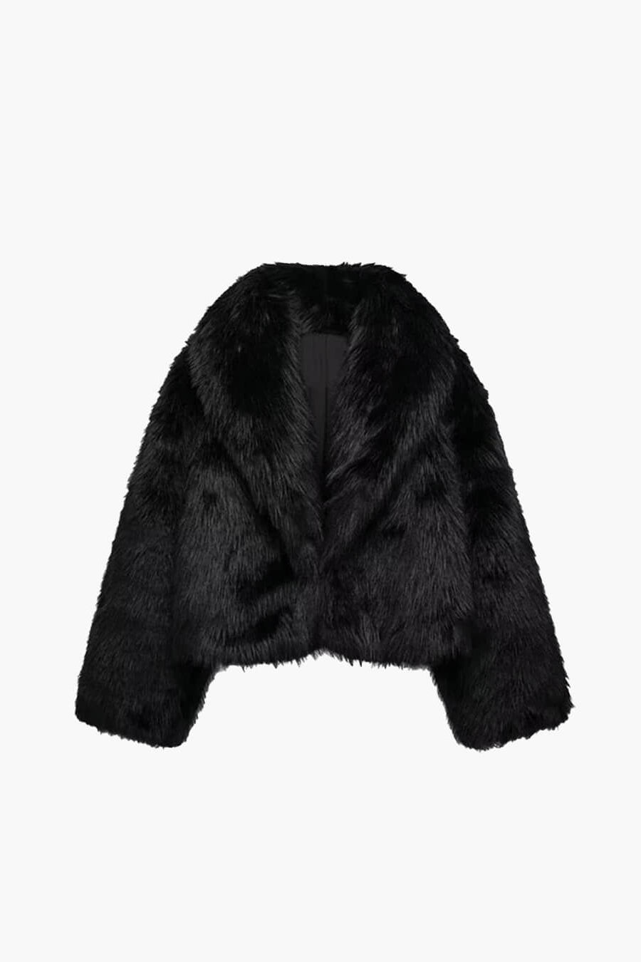 ZEYA - Cropped black Faux Fur Coat