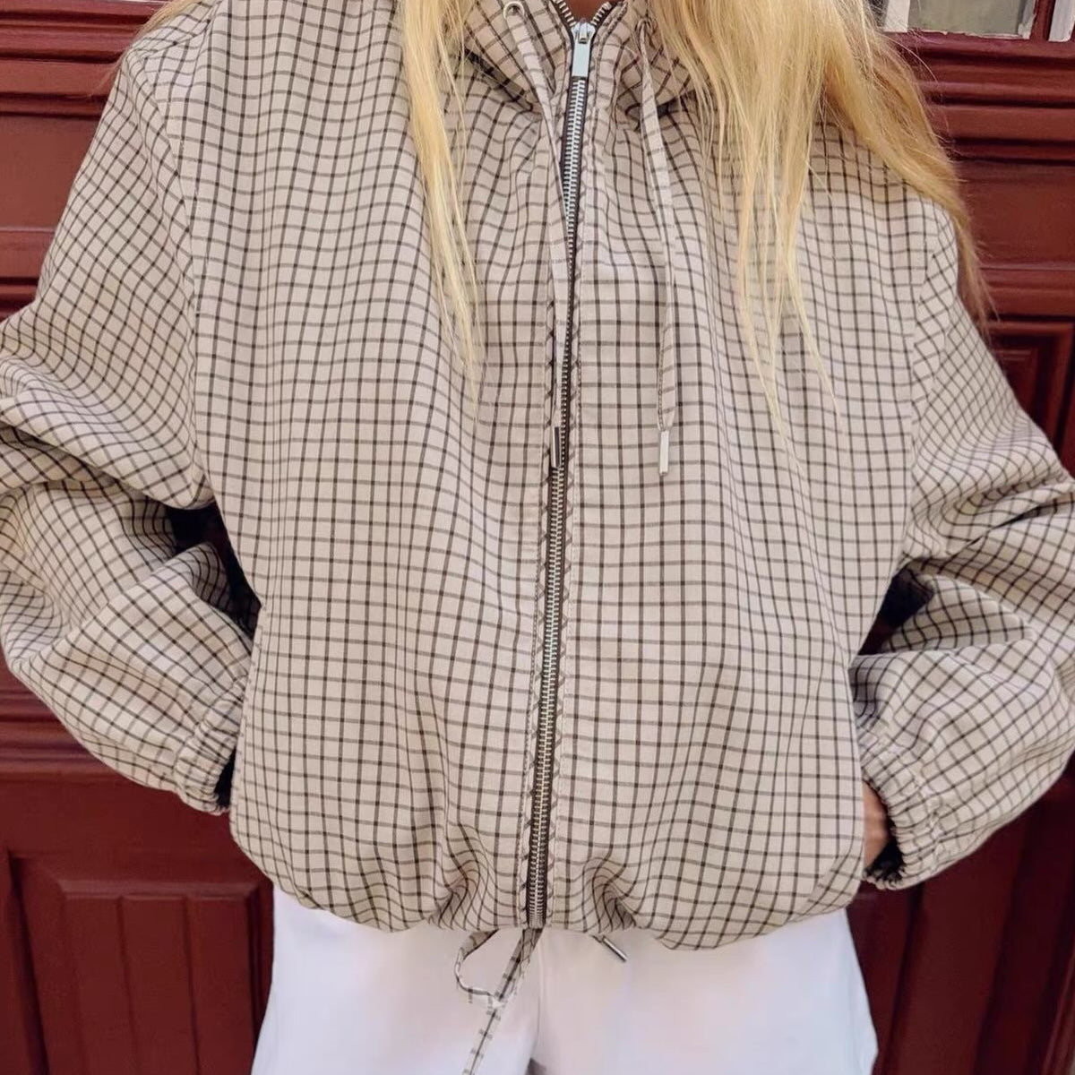 ZEYA - Ellie Plaid Cropped Hooded Jacket