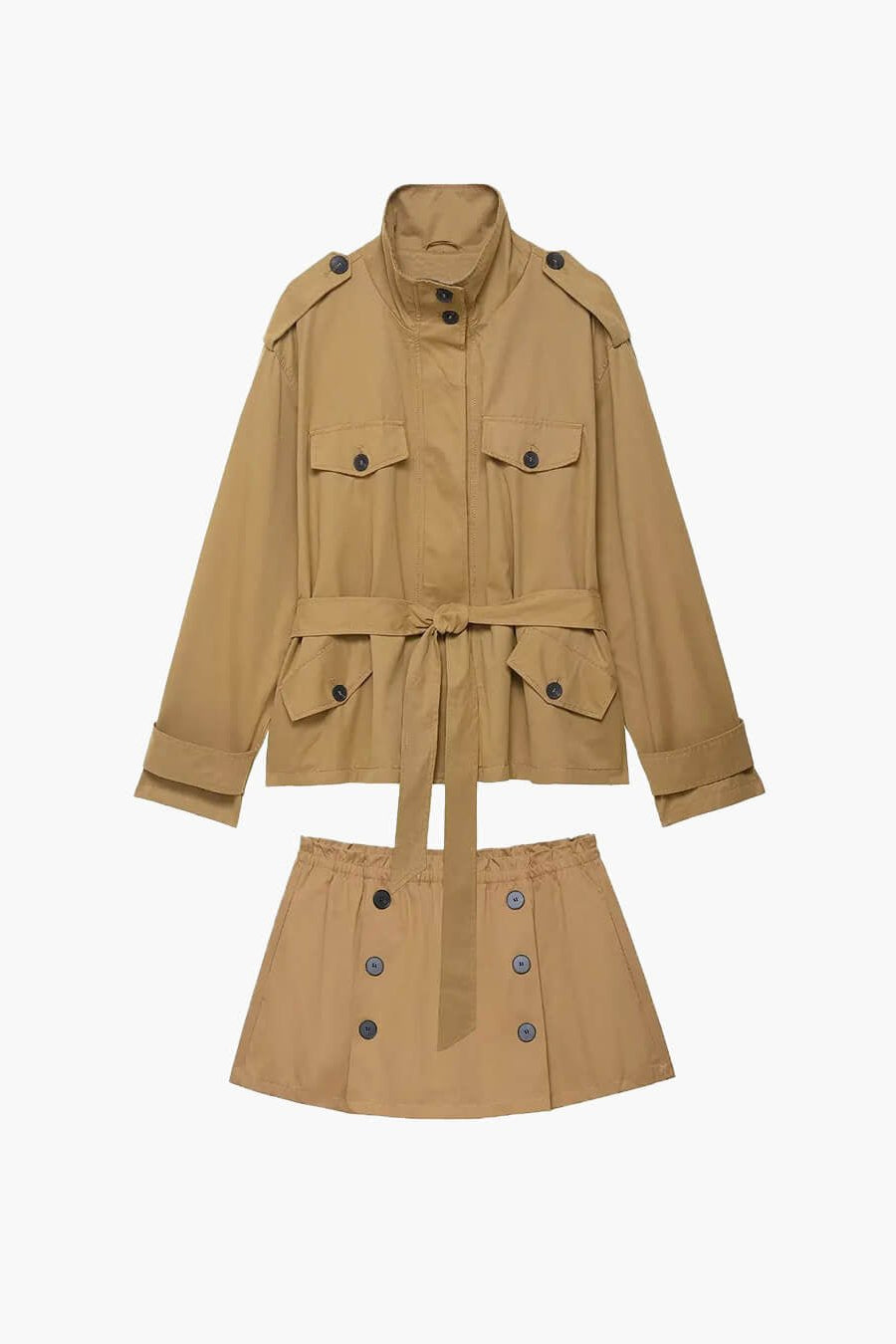 ZEYA - Emily High Collar Belted Jacket & Skort Set