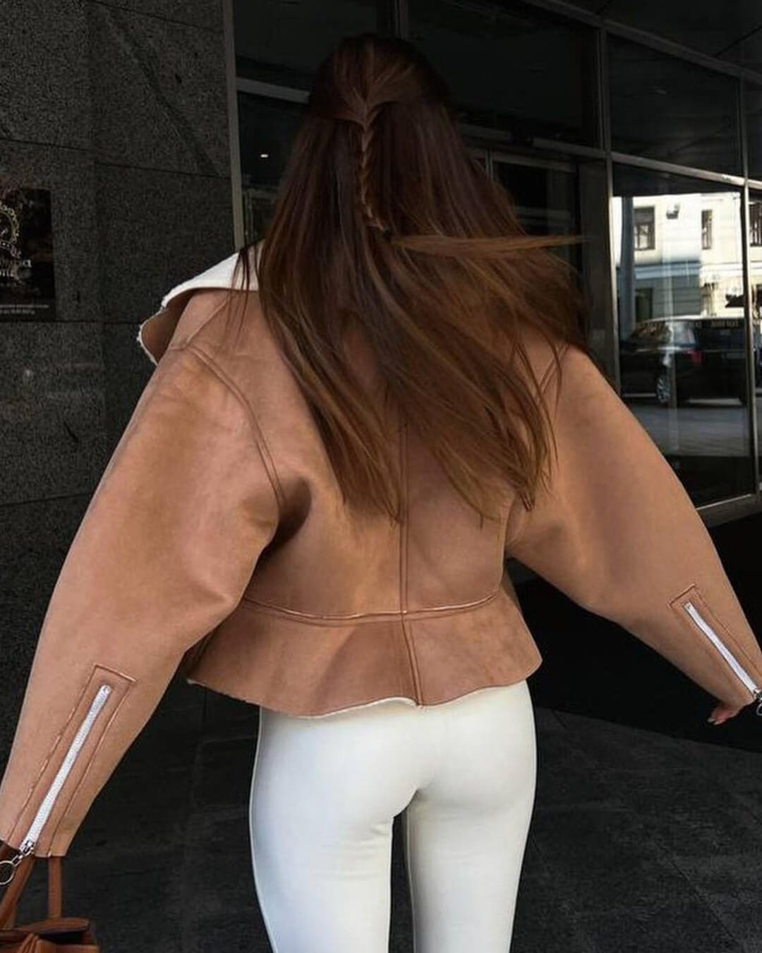 ZEYA - Estelle Peplum Biker Leather Jacket