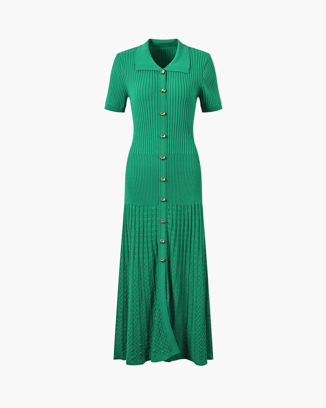 ZEYA - Faye Turn - Down Collar Knit Maxi Dress