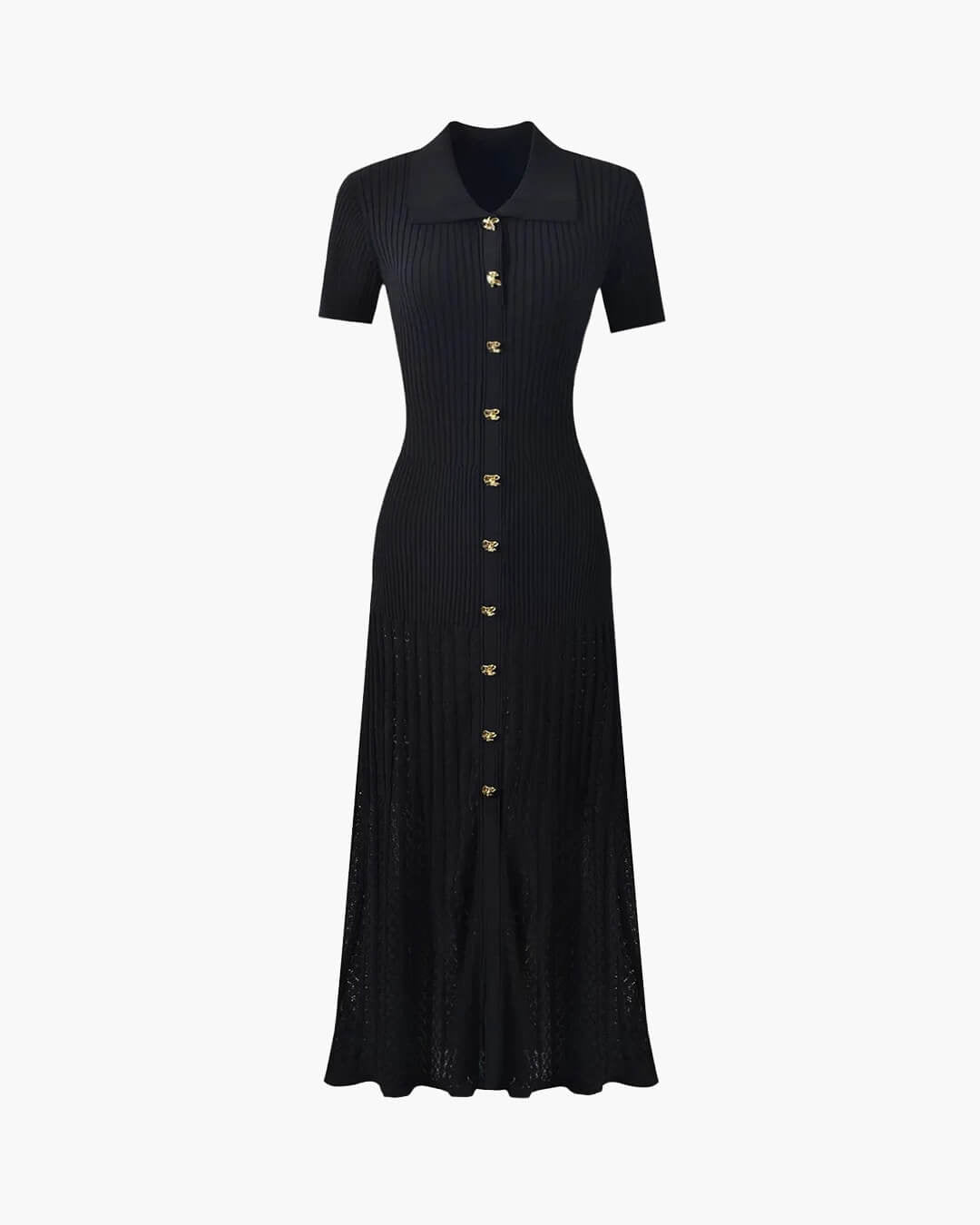 ZEYA - Faye Turn - Down Collar Knit Maxi Dress