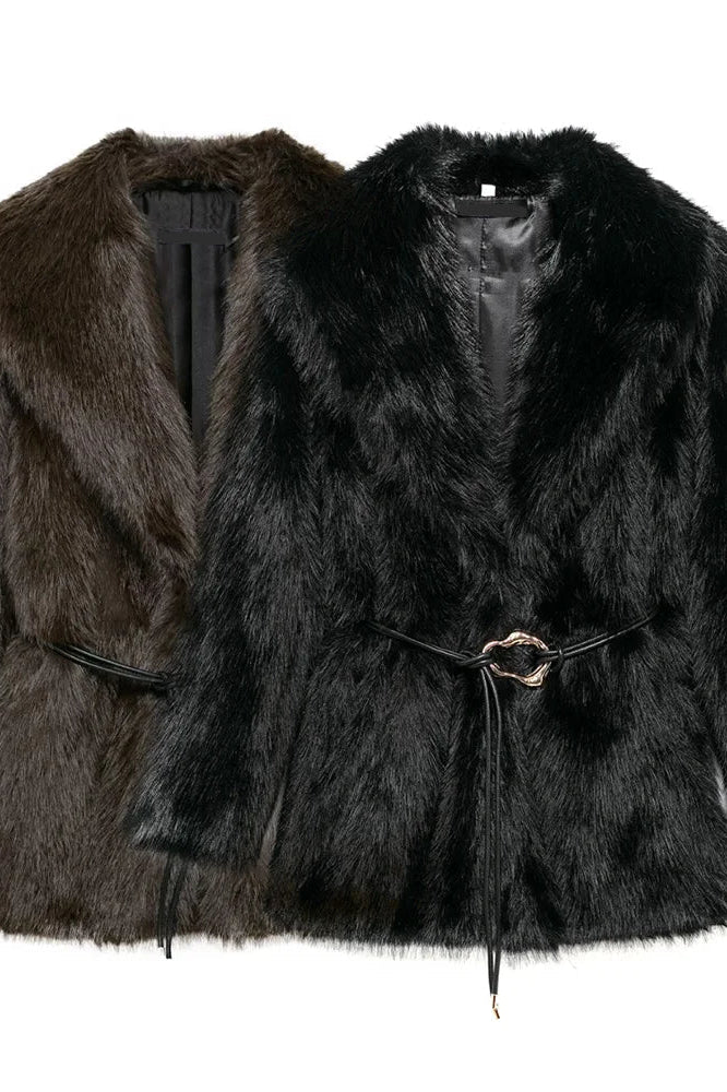 ZEYA - Feliz Faux Fur Coat with Belt