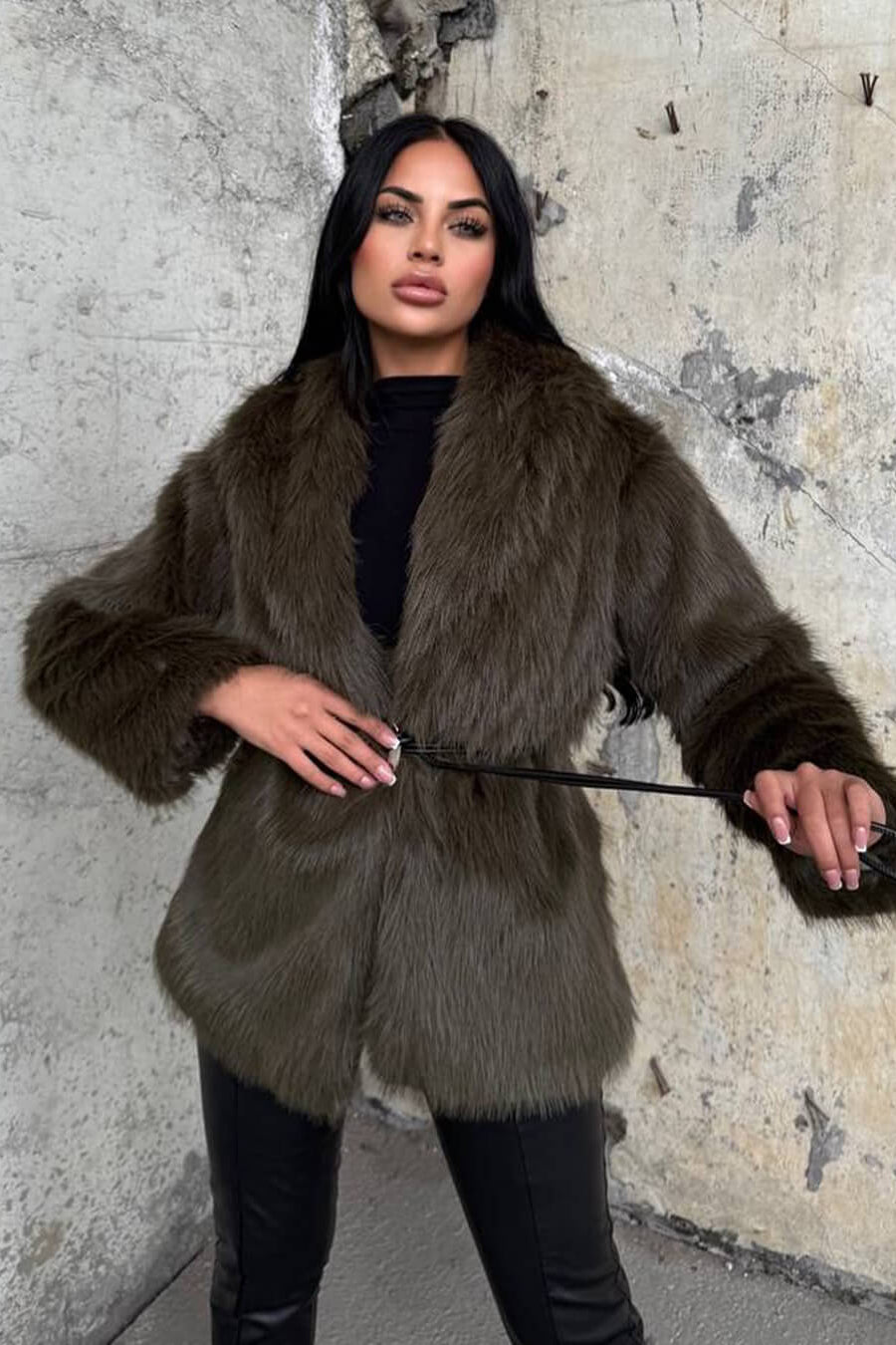 ZEYA - Feliz Faux Fur Coat with Belt