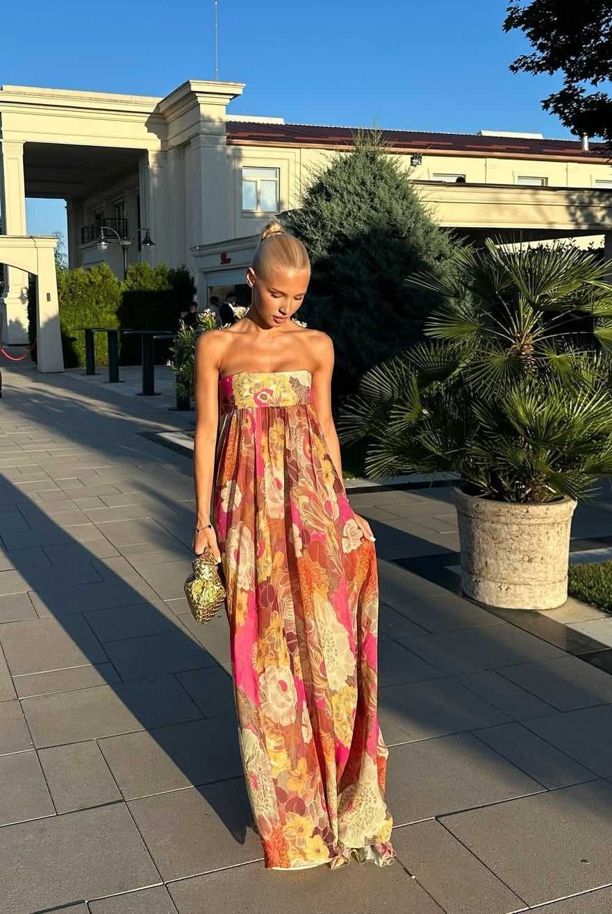 ZEYA - Fern Floral Strapless Maxi Dress