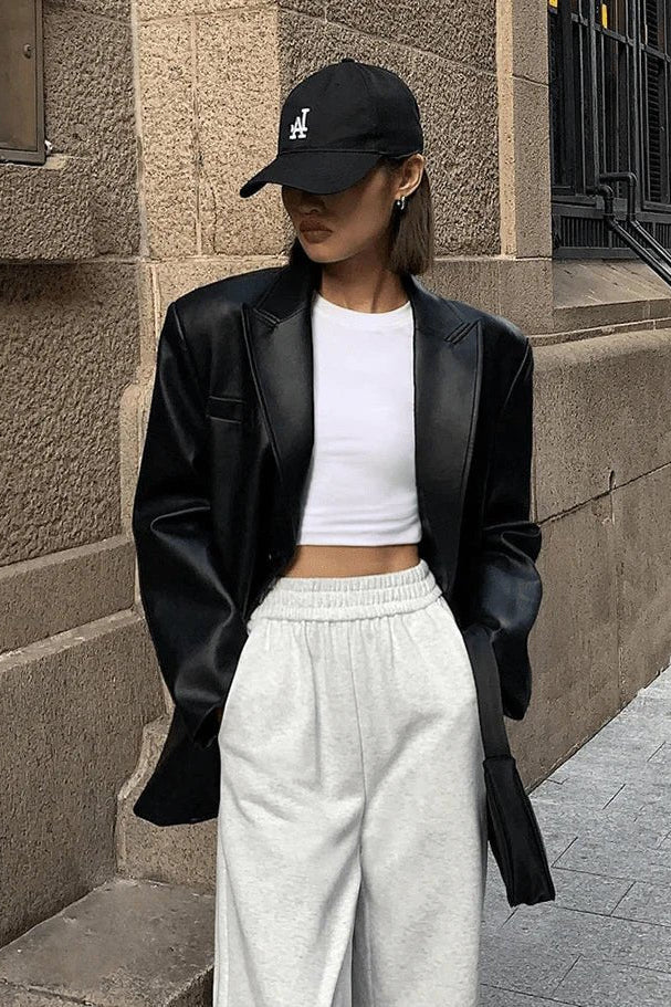 ZEYA - Glaiza Oversized Vegan Leather Blazer