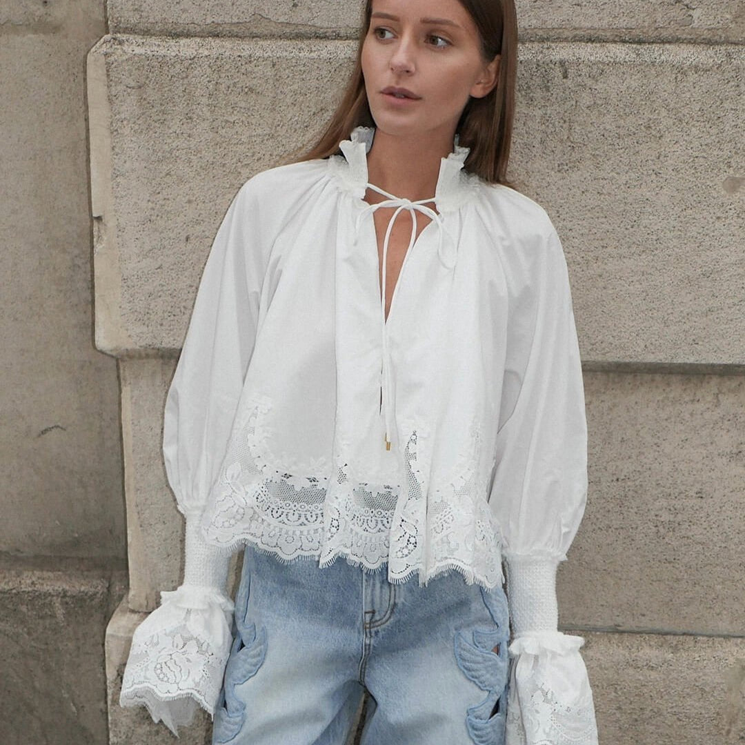 ZEYA - Gloria Embroidery Lace Trim Blouse
