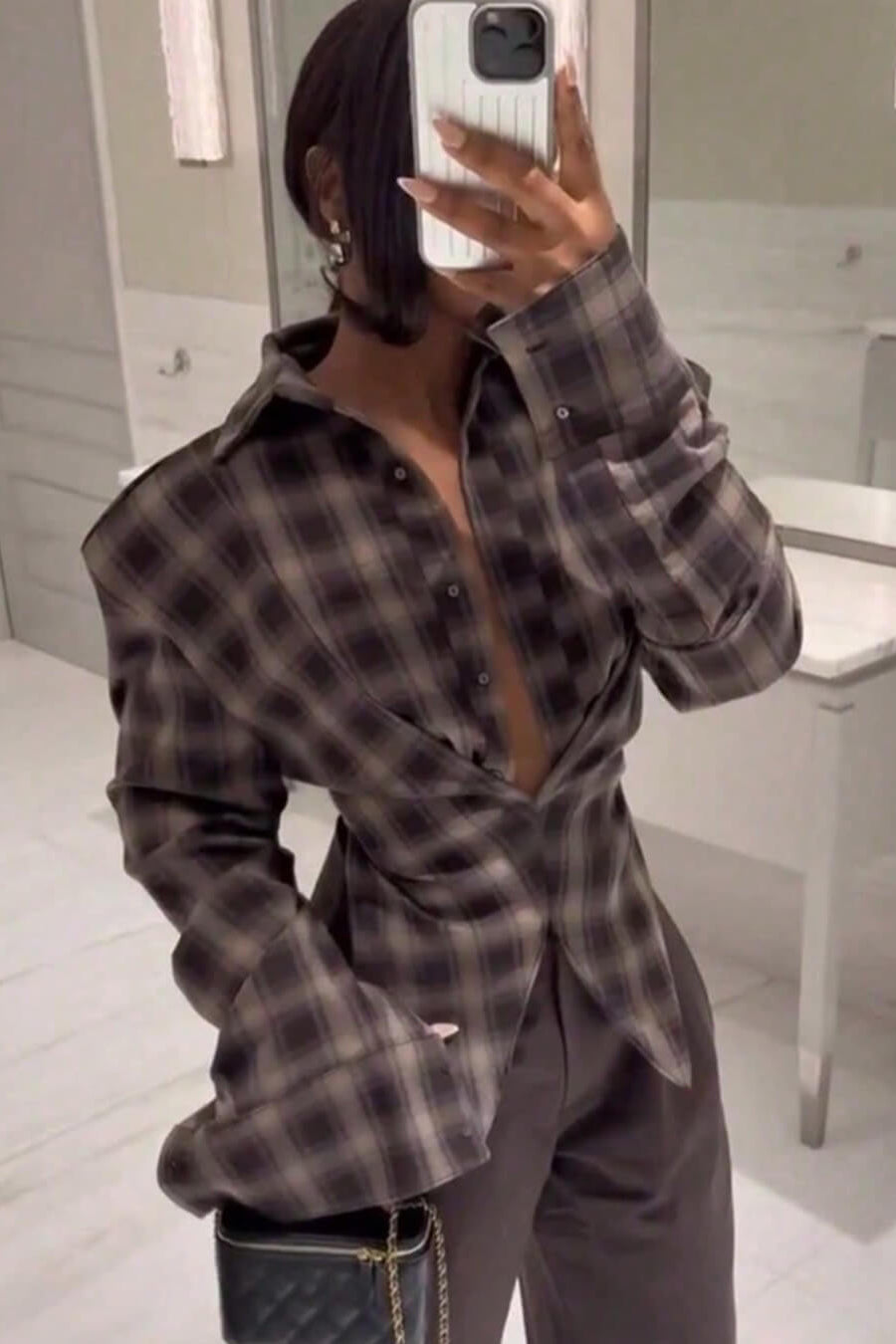 ZEYA - Gloria Plaid Cinched-Waist Polo
