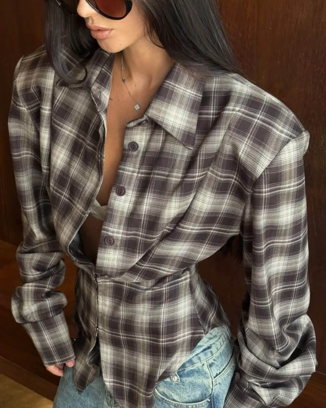ZEYA - Gloria Plaid Cinched-Waist Polo