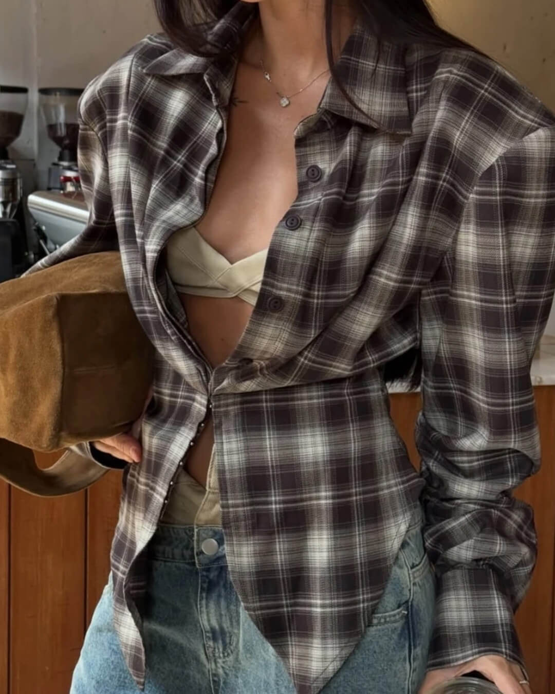 ZEYA - Gloria Plaid Cinched-Waist Polo