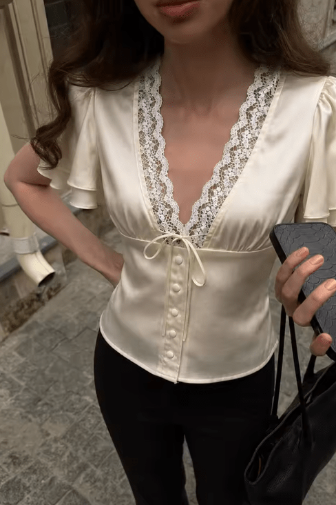 ZEYA - Greta Satin Button Blouse