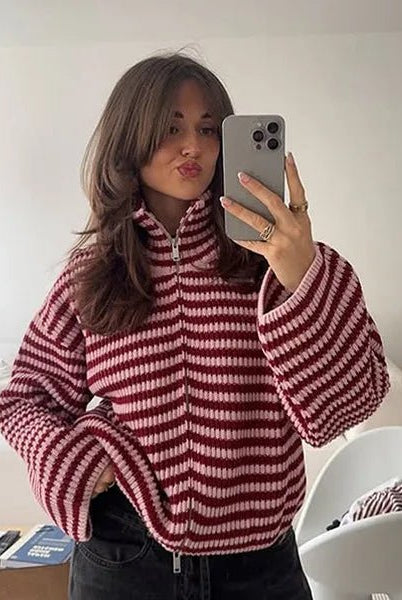 ZEYA - Hanna High Neck Zip-Up Cardigan