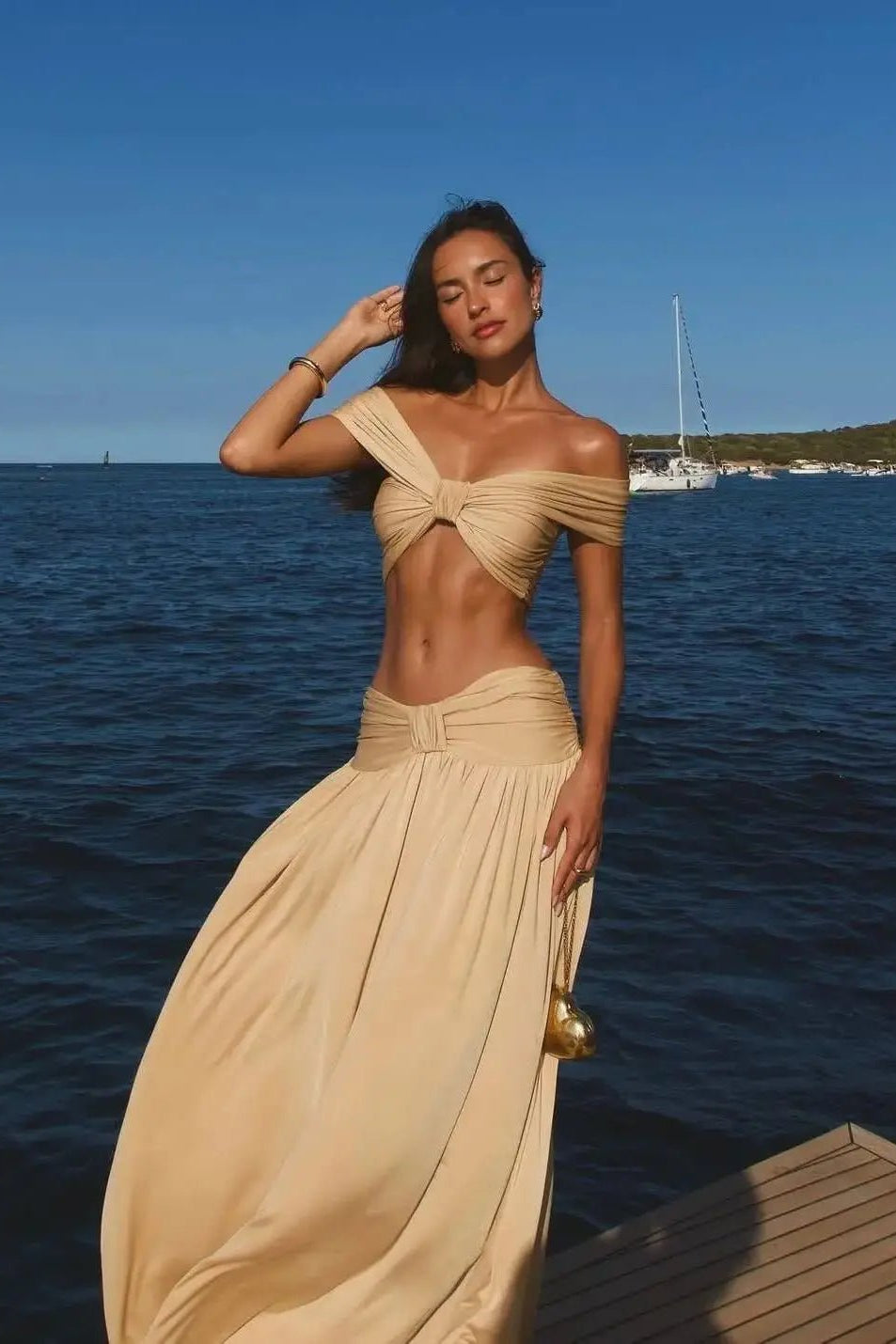 ZEYA - Hilde Off-Shoulder Twist Crop Top Set