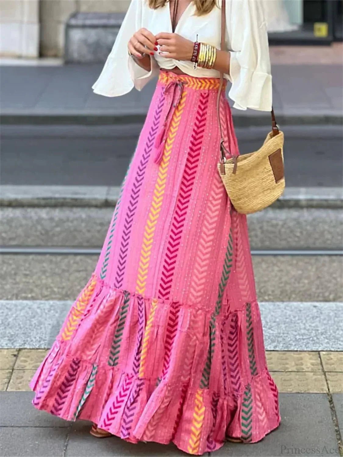 ZEYA - Imara Flowy Boho Print Ruffled Skirt