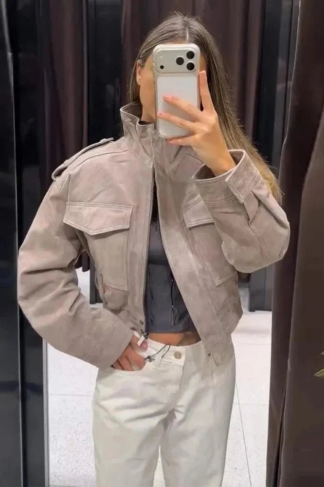 ZEYA - Jasmin Faux Suede Cropped Jacket