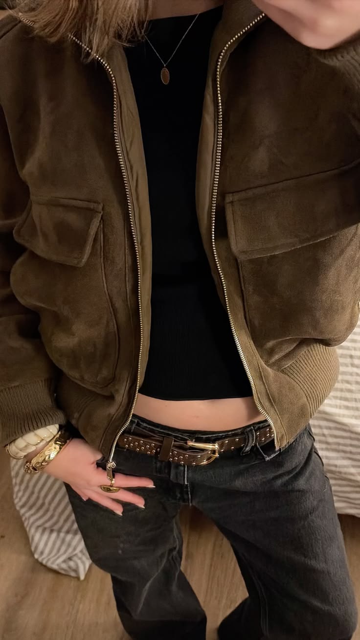 ZEYA - Jean Faux Suede Bomber Jacket